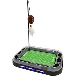 KITTY TOYS NFL PHILADELPHIA EAGLES FOOTBALL FIELD CAT SCRATCHER TOY with CATNIP Filled Plush FOOTBALL Toy & Feather Cat Toy hanging, with Jingle Bell INTERACTIVE BALL Cat Chasing 5-in-1 KITTY Toy