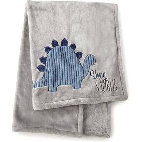 Levtex Baby - Kipton Crib Bed Set - Baby Nursery Set - Grey, White and Blue - Dinosaurs and Leaves - 4 Piece Set Includes Quilt, Fitted Sheet, Wall Decal & Skirt/Dust Ruffle in Kuwait