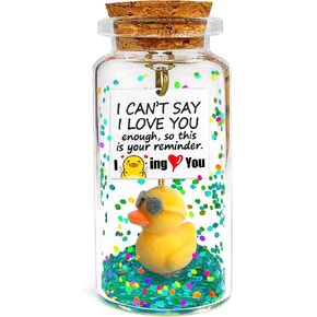 Anniversary I Love You Cute Duck Decor Gift, Romantic Message in a Bottle Present, Funny Valentines Birthday Christmas Presents Decorations Gifts for Boyfriend Husband Him Her Wife Girlfriend Couples in Kuwait