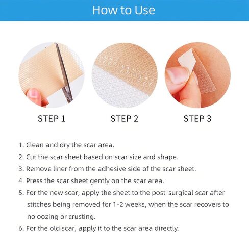 أوراق ندبات السيليكون القابلة لإعادة الاستخدام، شرائط السيليكون الطبية لقطع الحروق الجراحية على القسم C، علاج ندبات الجدرة الضخامية، 6 عبوات 5.9 بوصة × 1.6 بوصة (15 سم × 4 سم) in Kuwait