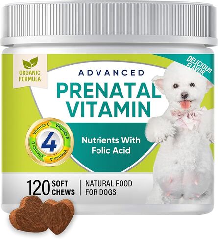 فيتامينات ومكملات غذائية للكلاب، فيتامينات ما قبل الولادة للكلاب، جلوكوزامين للكلاب، فيتامينات متعددة للكلاب من الجراء إلى كبار السن، صحة الجلد والمعطف والمفاصل، 120 قطعة مضغ ناعمة in Kuwait