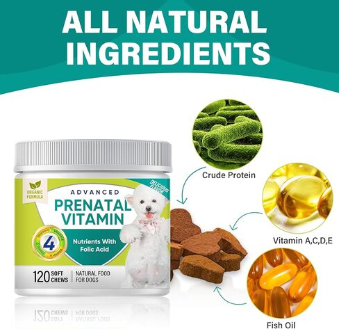 فيتامينات ومكملات غذائية للكلاب، فيتامينات ما قبل الولادة للكلاب، جلوكوزامين للكلاب، فيتامينات متعددة للكلاب من الجراء إلى كبار السن، صحة الجلد والمعطف والمفاصل، 120 قطعة مضغ ناعمة in Kuwait