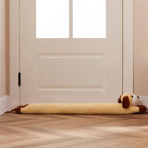 Sunolga 38" Weighted Door Draft Stopper Under Door Noise Air Stopper 2.4LB, Dog Shape Sound Proof Draft Guard for Doors and Windows, Brown in Saudi Arabia