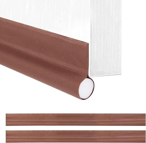 سدادة مسودة الباب، سدادات مسودة تحت الباب 91.48 سم، قاعدة مانعة لمسودة الباب قابلة للتعديل لعازل للصوت، عزل الهواء الساخن والبارد والغبار والدخان والرياح والنسيم (بني، عبوة واحدة) in Kuwait