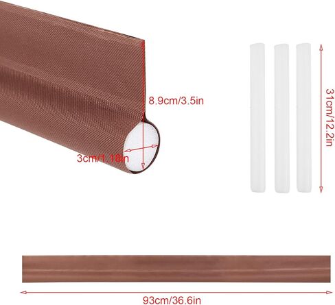 سدادة مسودة الباب، سدادات مسودة تحت الباب 91.48 سم، قاعدة مانعة لمسودة الباب قابلة للتعديل لعازل للصوت، عزل الهواء الساخن والبارد والغبار والدخان والرياح والنسيم (بني، عبوة واحدة) in Kuwait