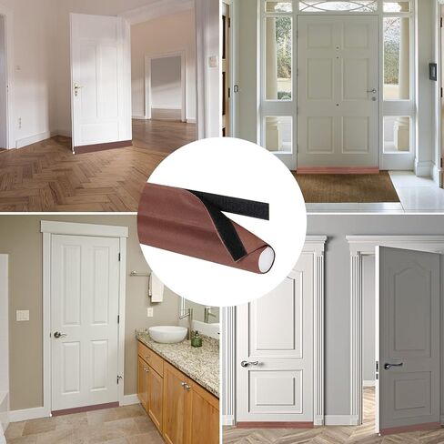 سدادة مسودة الباب، سدادات مسودة تحت الباب 91.48 سم، قاعدة مانعة لمسودة الباب قابلة للتعديل لعازل للصوت، عزل الهواء الساخن والبارد والغبار والدخان والرياح والنسيم (بني، عبوة واحدة) in Kuwait