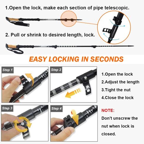 Hiking Poles, HIKERBRO Carbon Fiber Trekking Poles for Hiking with Cork Handle, Ultralight Telescopic Trekking Poles, Adjustable Wrap& Flip Clock, Extended Hiking Sticks for Men Women, 53Inch in Kuwait