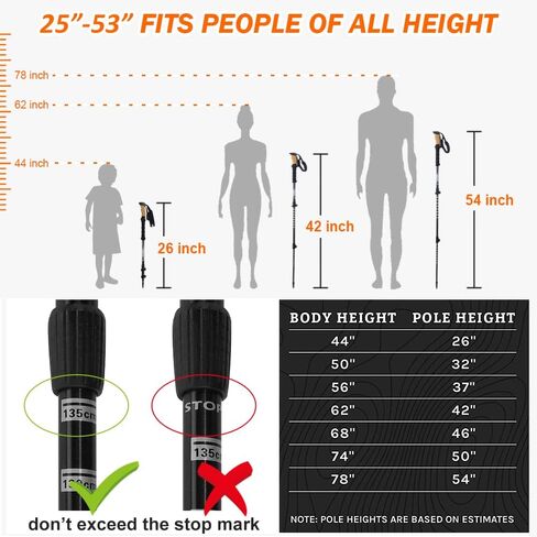 Hiking Poles, HIKERBRO Carbon Fiber Trekking Poles for Hiking with Cork Handle, Ultralight Telescopic Trekking Poles, Adjustable Wrap& Flip Clock, Extended Hiking Sticks for Men Women, 53Inch in Kuwait