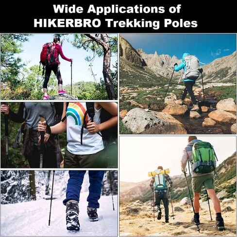 Hiking Poles, HIKERBRO Carbon Fiber Trekking Poles for Hiking with Cork Handle, Ultralight Telescopic Trekking Poles, Adjustable Wrap& Flip Clock, Extended Hiking Sticks for Men Women, 53Inch in Kuwait