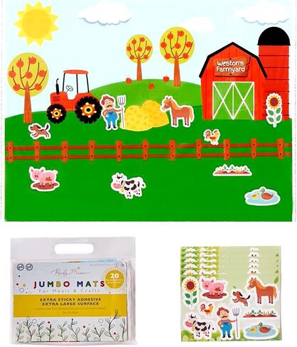 ReadyMama Essentials Disposable Placemats For Baby Placemat W/ Stickers-XL Toddler - Non Toxic Kids That Stick -18x24 Restaurants 20 Toddlers in Saudi Arabia
