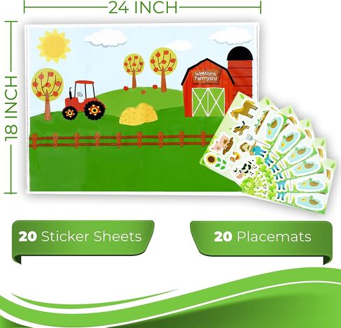ReadyMama Essentials Disposable Placemats For Baby Placemat W/ Stickers-XL Toddler - Non Toxic Kids That Stick -18x24 Restaurants 20 Toddlers in Saudi Arabia