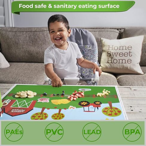 ReadyMama Essentials Disposable Placemats For Baby Placemat W/ Stickers-XL Toddler - Non Toxic Kids That Stick -18x24 Restaurants 20 Toddlers in Saudi Arabia