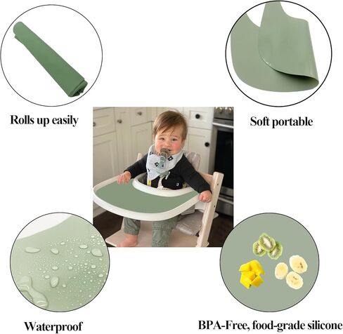 Silicone Tray Placemat Compatible with Stokke Tripp Trapp High Chair, Non-Sticky in Kuwait