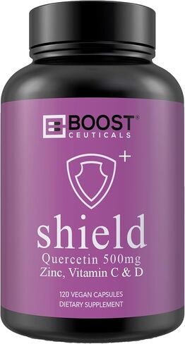 BoostCeuticals Quercetin Zinc Vitamin C Vitamin D – Potent Vegan Pure Zinc Quercetin Formula - Non GMO 120 Capsules 60 Days Supply in Kuwait