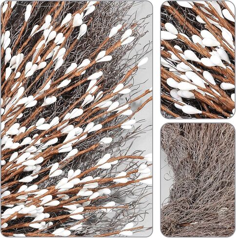 Yueyela 24 بوصة إكليل التوت الأبيض، إكليل أبيض الباب الأمامي، عام كامل التوت الاصطناعي إكليل يدويا مع 1 إكليل شماعات جدار نافذة حديقة الديكور، ديكور الزفاف، هدية (أبيض، 24 بوصة) in Kuwait