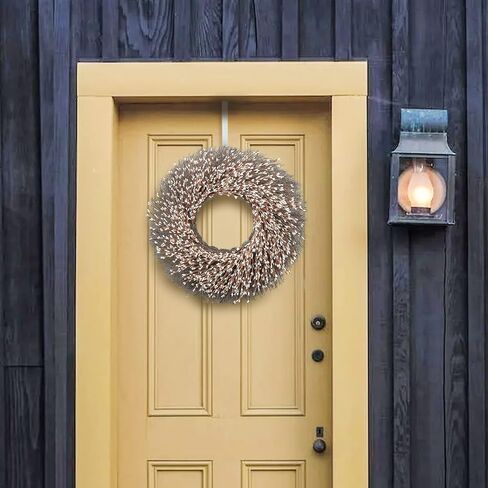 Yueyela 24 بوصة إكليل التوت الأبيض، إكليل أبيض الباب الأمامي، عام كامل التوت الاصطناعي إكليل يدويا مع 1 إكليل شماعات جدار نافذة حديقة الديكور، ديكور الزفاف، هدية (أبيض، 24 بوصة) in Kuwait