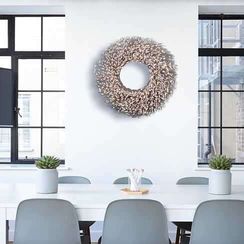 Yueyela 24 بوصة إكليل التوت الأبيض، إكليل أبيض الباب الأمامي، عام كامل التوت الاصطناعي إكليل يدويا مع 1 إكليل شماعات جدار نافذة حديقة الديكور، ديكور الزفاف، هدية (أبيض، 24 بوصة) in Kuwait