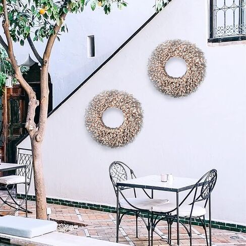 Yueyela 24 بوصة إكليل التوت الأبيض، إكليل أبيض الباب الأمامي، عام كامل التوت الاصطناعي إكليل يدويا مع 1 إكليل شماعات جدار نافذة حديقة الديكور، ديكور الزفاف، هدية (أبيض، 24 بوصة) in Kuwait