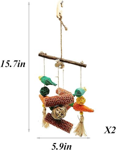 RUNANIA Bunny Chew Toy, Rabbit Cage Accessories Small Animal Hanging Chew Toys and Treats for Guinea Pigs Chinchillas Hamsters Rats in Kuwait