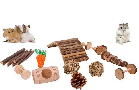 ناكوموكي العاب الهامستر 11 عبوة من العاب خنزير غينيا للعناية بالاسنان، العاب مضغ خشبية طبيعية وملحقات للهامستر السوري والارانب والجرذان والببغاوات واليربوع in Kuwait