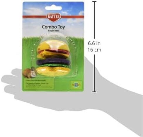 Kaytee Combo Toy, Crispy & Wood Hamburger For Pet Rabbits, Hamsters, Guinea Pigs, and Other Small Animals, 6.5 inches in Saudi Arabia