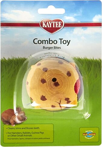 Kaytee Combo Toy, Crispy & Wood Hamburger For Pet Rabbits, Hamsters, Guinea Pigs, and Other Small Animals, 6.5 inches in Saudi Arabia