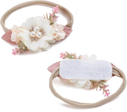 cherrboll 3pcs Baby Girl Flower Headbands, Super Soft & Stretchy Nylon Floral Hairbands for Newborn Toddler in Saudi Arabia