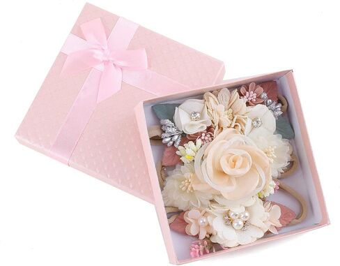 cherrboll 3pcs Baby Girl Flower Headbands, Super Soft & Stretchy Nylon Floral Hairbands for Newborn Toddler in Saudi Arabia