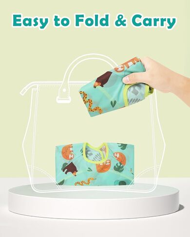 مرايل تغذية الأطفال من ليكتين - قطعتان من مرايل الأطفال بأكمام طويلة لتناول الطعام، غطاء مريلة مقاوم للماء للكرسي المرتفع in Kuwait