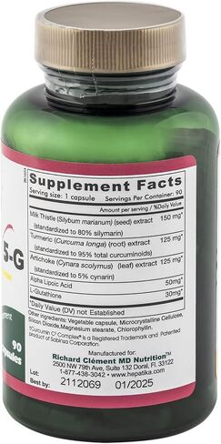 RICHARD CLEMENT MD NUTRITION Hepatika V5-G with L-Glutathione Dietary Supplement for Liver Cleanse Detox & Repair Liver Support Supplement - Milk Thistle Extracts for Digestive Health. 90 Capsule in Saudi Arabia