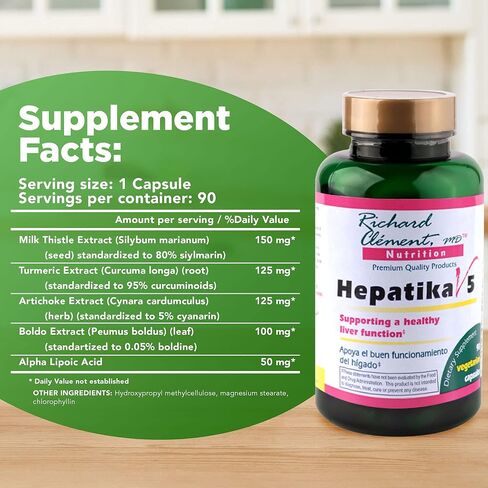 RICHARD CLEMENT MD NUTRITION Hepatika V5-G with L-Glutathione Dietary Supplement for Liver Cleanse Detox & Repair Liver Support Supplement - Milk Thistle Extracts for Digestive Health. 90 Capsule in Saudi Arabia