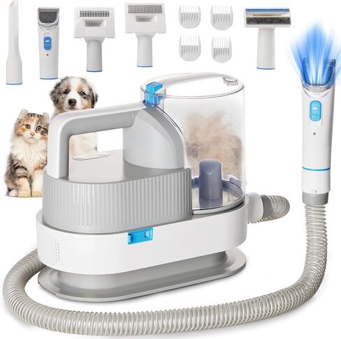 WHDPETS Low Noise Dog Grooming Kit, 6 in 1 Pet Grooming Vacuum with 4 Hair Clipper Comb, 2.5L Dog Hair Vacuum Groomer, Dog Vacuum Brush for Shedding Grooming in Kuwait