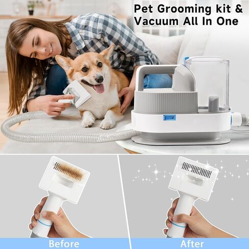 WHDPETS Low Noise Dog Grooming Kit, 6 in 1 Pet Grooming Vacuum with 4 Hair Clipper Comb, 2.5L Dog Hair Vacuum Groomer, Dog Vacuum Brush for Shedding Grooming in Kuwait