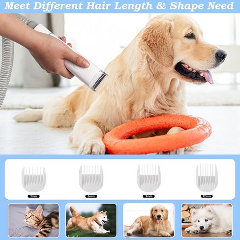WHDPETS Low Noise Dog Grooming Kit, 6 in 1 Pet Grooming Vacuum with 4 Hair Clipper Comb, 2.5L Dog Hair Vacuum Groomer, Dog Vacuum Brush for Shedding Grooming in Kuwait