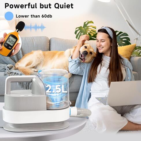 WHDPETS Low Noise Dog Grooming Kit, 6 in 1 Pet Grooming Vacuum with 4 Hair Clipper Comb, 2.5L Dog Hair Vacuum Groomer, Dog Vacuum Brush for Shedding Grooming in Kuwait