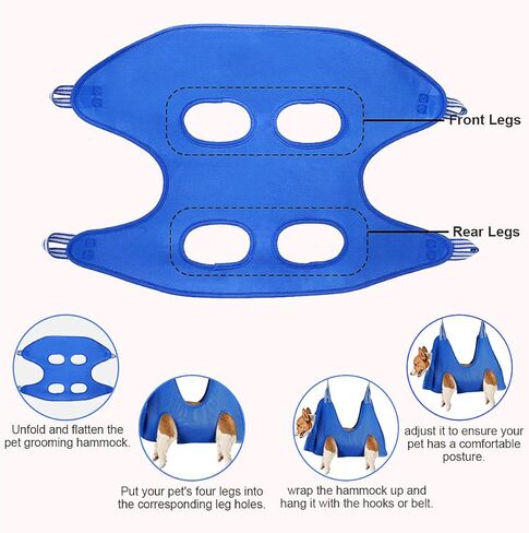 حزام أرجوحة للعناية بالحيوانات الأليفة من NetCan مع مقصات أظافر/مشذب أظافر، ومبرد أظافر، ومشط، وحقيبة أرجوحة قابلة للتنفس للكلاب، ومساعد للعناية بالكلاب لتشذيب/قص الأظافر (كبير جدًا جدًا) in Kuwait