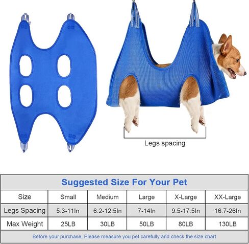 حزام أرجوحة للعناية بالحيوانات الأليفة من NetCan مع مقصات أظافر/مشذب أظافر، ومبرد أظافر، ومشط، وحقيبة أرجوحة قابلة للتنفس للكلاب، ومساعد للعناية بالكلاب لتشذيب/قص الأظافر (كبير جدًا جدًا) in Kuwait