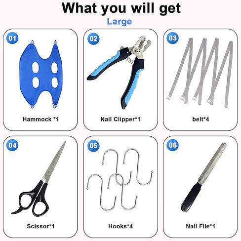 حزام أرجوحة للعناية بالحيوانات الأليفة من NetCan مع مقصات أظافر/مشذب أظافر، ومبرد أظافر، ومشط، وحقيبة أرجوحة قابلة للتنفس للكلاب، ومساعد للعناية بالكلاب لتشذيب/قص الأظافر (كبير جدًا جدًا) in Kuwait