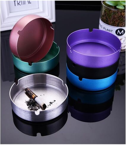 2 Pink Ashtray Stainless Steel 3.9in Ash Holder for Home Office Hotel (Black) in Saudi Arabia