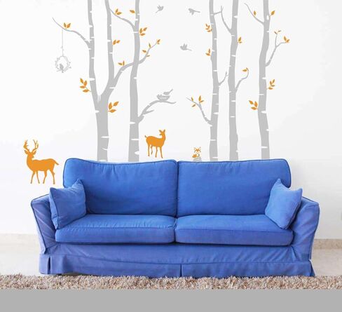 Giant Tree Wall Sticker - 11 Large Tree and Deer Decals, Woodland for Livingroom Baby Nursery Decor for Kid Baby Nursery Room Decoration Gift,72x102 Inch(Black +Gray) in Kuwait