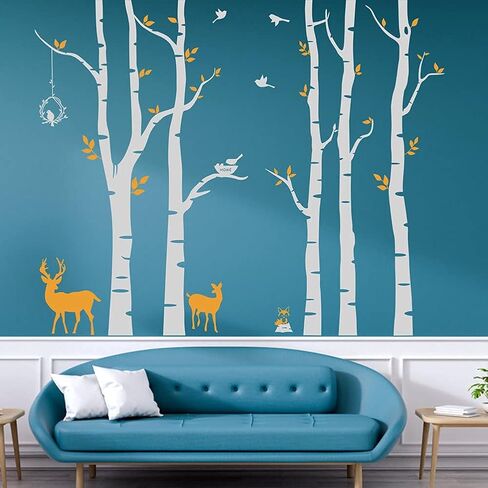 Giant Tree Wall Sticker - 11 Large Tree and Deer Decals, Woodland for Livingroom Baby Nursery Decor for Kid Baby Nursery Room Decoration Gift,72x102 Inch(Black +Gray) in Kuwait