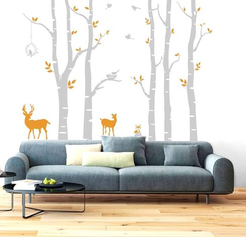 Giant Tree Wall Sticker - 11 Large Tree and Deer Decals, Woodland for Livingroom Baby Nursery Decor for Kid Baby Nursery Room Decoration Gift,72x102 Inch(Black +Gray) in Kuwait