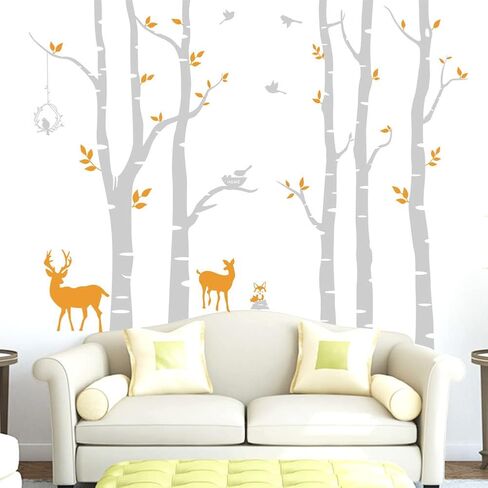 Giant Tree Wall Sticker - 11 Large Tree and Deer Decals, Woodland for Livingroom Baby Nursery Decor for Kid Baby Nursery Room Decoration Gift,72x102 Inch(Black +Gray) in Kuwait