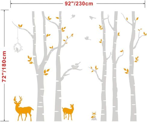 Giant Tree Wall Sticker - 11 Large Tree and Deer Decals, Woodland for Livingroom Baby Nursery Decor for Kid Baby Nursery Room Decoration Gift,72x102 Inch(Black +Gray) in Kuwait