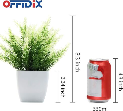 نبات صناعي أخضر من البلاستيك من OFFIDIX، نباتات منزلية صناعية مع مزهرية مربعة بيضاء للمزرعة والمنزل والحديقة والمكتب والفناء والزفاف والديكور الداخلي والخارجي قطعة واحدة in Kuwait