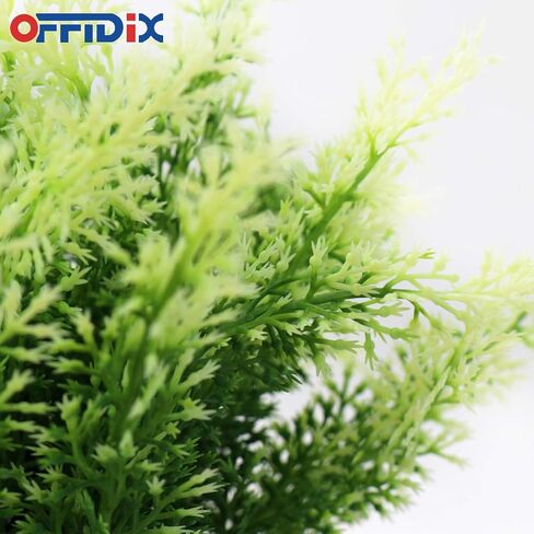 نبات صناعي أخضر من البلاستيك من OFFIDIX، نباتات منزلية صناعية مع مزهرية مربعة بيضاء للمزرعة والمنزل والحديقة والمكتب والفناء والزفاف والديكور الداخلي والخارجي قطعة واحدة in Kuwait