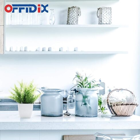 نبات صناعي أخضر من البلاستيك من OFFIDIX، نباتات منزلية صناعية مع مزهرية مربعة بيضاء للمزرعة والمنزل والحديقة والمكتب والفناء والزفاف والديكور الداخلي والخارجي قطعة واحدة in Kuwait