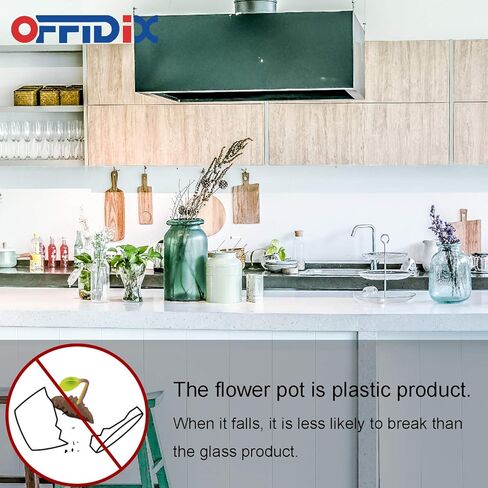 نبات صناعي أخضر من البلاستيك من OFFIDIX، نباتات منزلية صناعية مع مزهرية مربعة بيضاء للمزرعة والمنزل والحديقة والمكتب والفناء والزفاف والديكور الداخلي والخارجي قطعة واحدة in Kuwait