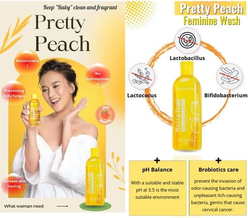 KXC Pretty Peach Feminine Wash, Pretty Peach Feminine Wash With Sunflower Oil And Cooling Effect For Women (2pcs) in Kuwait