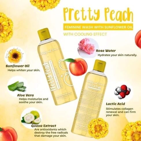 KXC Pretty Peach Feminine Wash, Pretty Peach Feminine Wash With Sunflower Oil And Cooling Effect For Women (2pcs) in Kuwait